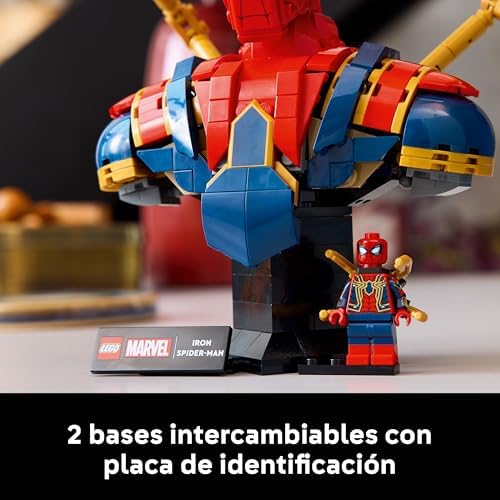 Marvel Busto do Homem-Aranha de Ferro - Modelo Adulto de Figura de Super-herói com 2 Braços em Movimento, Cabeça Giratória e Minifigura - Avengers Collection Gift for Men and Women 76326