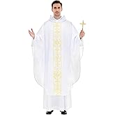 Jococs Clergy Vestments Chasuble Cross Robe Priest Cloak Catholic Costume for Christmas Church Mass