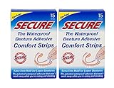 Secure Denture Adhesive Strips 15 ea (Pack of 2)