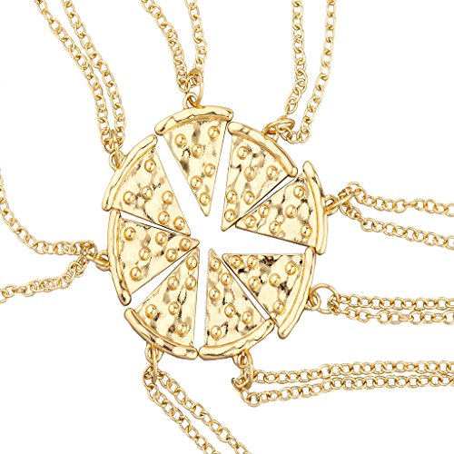 Lux Accessories Goldtone BFF Best Friends Forever Pizza Pie Slice Necklace 8PC Lux Accessories Goldtone BFF Best Friends Forever Pizza Pie Slice Necklace 8PC