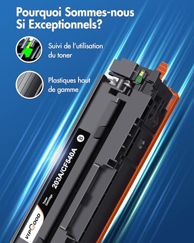 VIPGOOD 203A Toner Cartridges Compatible with HP 203A CF540A 203X Toner for LaserJet Pro MFP M281fdw M281fdn M280nw M254dw M254nw CF540A CF541A CF542A CF543A (Black Cyan Yellow Magenta, Pack of 4)