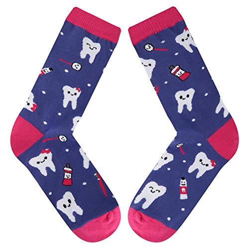 image for HAPPYPOP Women's Novelty Funny Teeth Dental Cotton Socks, Crazy Happy 