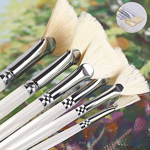 Fan Brush Hog Bristle Natural Hair Soft AntiShedding Paint Brushes