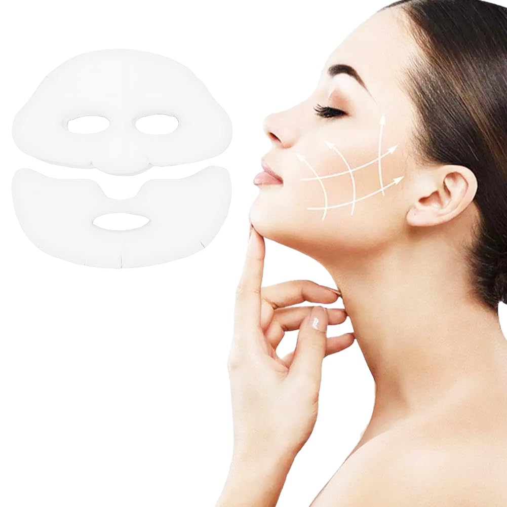 Silk Precut Gauze Facial Mask, DIY Pre Cut Facial Mask Paper Upper Lower Facial Mask Sheet Set for Home Beauty Salon Spa Skin Care