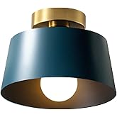 LHLYCLX Ceiling Light Fixture, Hallway Ceiling Light with Gold Plate and Matte Black Shade, Modern Simple Style Porch Light F