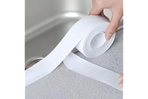 FANSIVOKE Kitchen & Bath Tape Caulk Strip 10.5 Ft*1.5 in Acrylic Glue PVC Self Adhesive Waterproof Caulking Tape, Decorative Sealant Trim for Kitchen Sink Toilet and Bathtub (White)