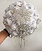 Flyme Wedding Bouquets,Bridal Bride Holding Flowers,Water Drops (White)