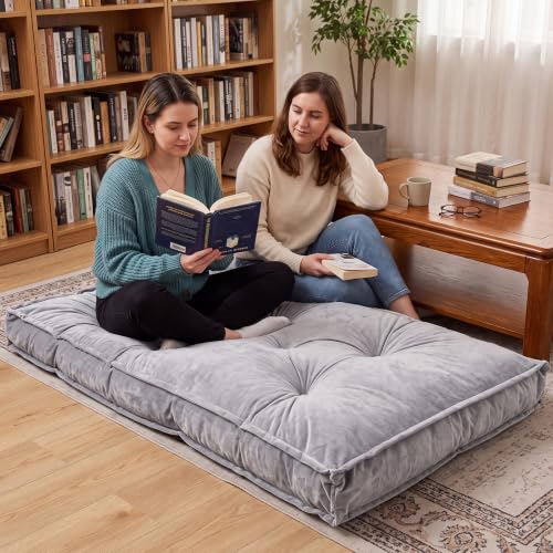 Jerify 40x30x 5 Floor Pillow Cushions for Adults Large Square Floor Pillow for Meditation, Plush Tufted Seating Pad for Back to School Dorm Living Room Balcony Tatami(Gray) at Amazon