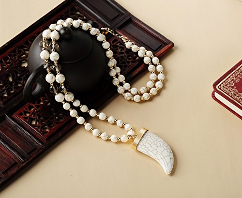 Algopix Similar Product 1 - Sanifer Long Bead Necklace Crescent