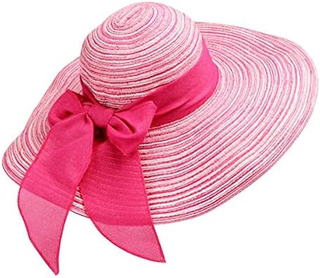 RVESCHZ Women Summer Fedora Hats Outdoor Large Beach Straw Hat With Bowtie Sun Caps