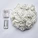echosari [Updated Version] Battery Operated 15 ft 30 LED White Rose Flower Fairy String Lights with Remote for Valentine's, Wedding, Bedroom, Indoor Decoration (Dimmable, Timer, 8 Modes, Warm White)