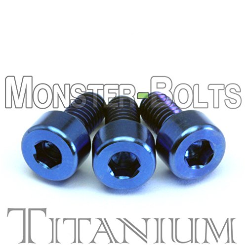 Dark Blue Anodized Titanium finish Screws (3) - Floyd Rose Style Guitar Locking Nut Screws Set - MonsterBolts (Qty 3, Titanium - Blue)