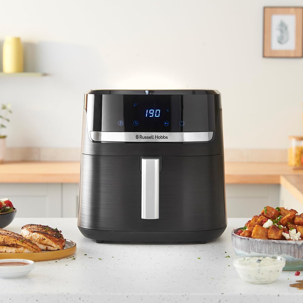Russell Hobbs Heißluftfritteuse XXL 8,3L Rapid AirFryer [kompaktes Gehäuse, sehr leise, Pizza Ø 26cm] SatisFry (9 Programme, spülmaschinenfest, Fritteuse ohne Öl, TouchScreen,Grillen,Backen) 27632-56 7