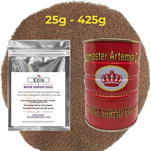 Ezlis Brine Shrimp Eggs, Artemia Cysts 90% Hatch Rate Brine Shrimp Eggs, Baby Fish Food, Fry Foods and Reef Tanks, High-Protein Food Source for Live Fish, Freshwater Fish, Saltwater Marine Fishes