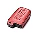 Vitodeco TOYOTA Genuine Leather Keyless Entry Remote Control Smart Key Case Cover with Leather Key Chain for Toyota Corolla, Camry, Avalon, Rav 4, Highlander (4 Buttons, Red)