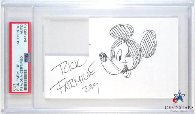 Amazon リック ファーミロー 直筆 サイン ミッキーマウス スケッチ カード Psadna社 筆跡鑑定済み Uv ロックケース入り ディズニー アニメ 萌えグッズ 通販
