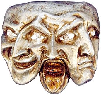 Venetian Full Face Mask Trifaccia - Comedy, Tragedy and Mystery (silver)