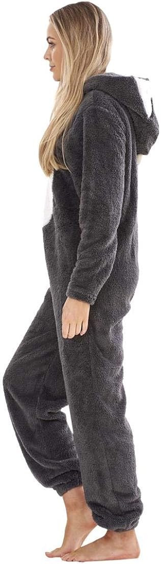 ChicWhisper Tuta intera con cappuccio in pile donna Abbigliamento Donna  berjaya.edu.my