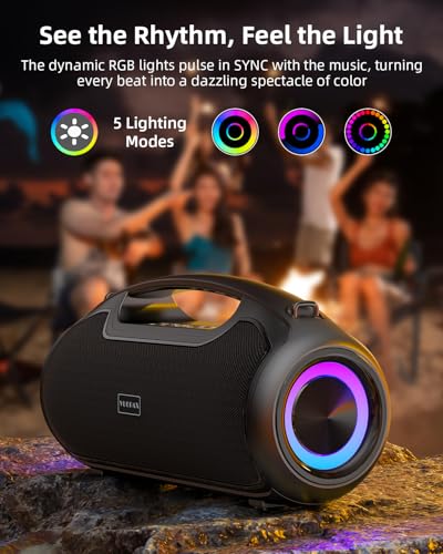 Portable Bluetooth Speaker, (200W MAX) 120W Powerful Wireless Speaker, IP65 Waterproof Bluetooth Speaker, Deep Bass/DSP/Bluetooth 5.3/TF/USB, Ideal for Parties, Outdoors, Family, Gift