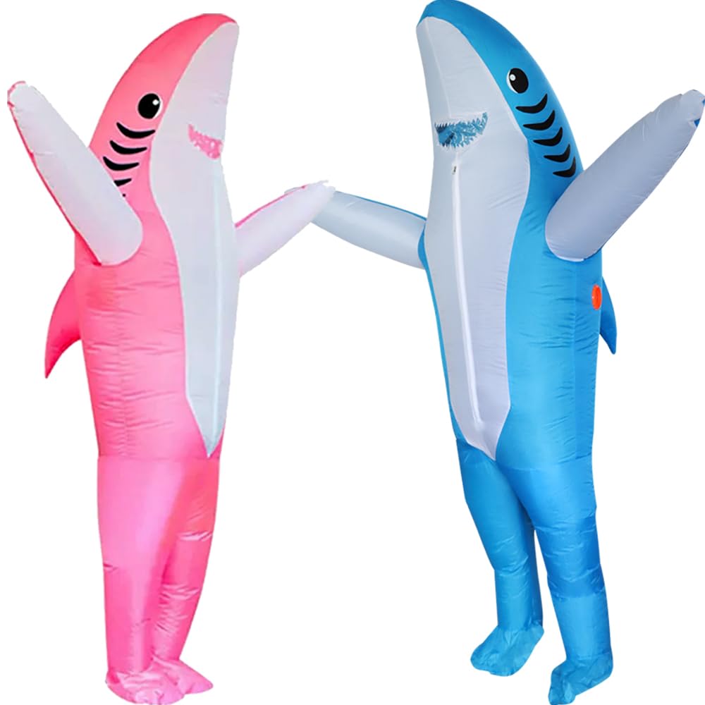 FXICH Inflatable Costume Adult shark costume- Funny Dress Party Costume for Adult Halloween blue (shark adult blue&pink) — image 1