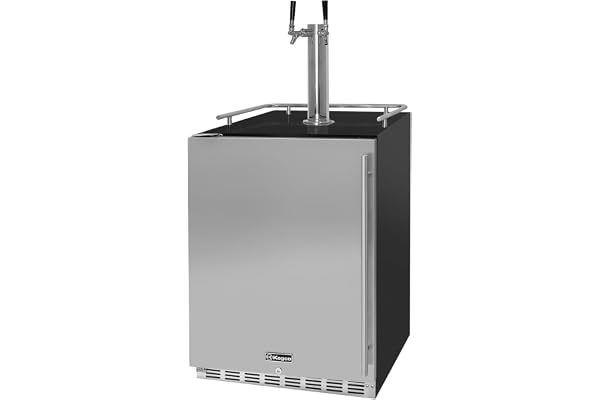Kegco Kegerator 24" Wide Dual Tap Black/Stainless Steel Undercounter Beer Dispenser HK38BSU-L-2