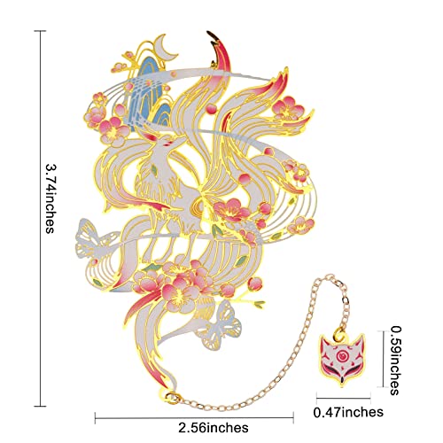 BLBMH Cute Metal Bookmarks for Women Book Lovers Cool Anime Kitsune Book Marks Unique Gifts Christmas Birthday -K4