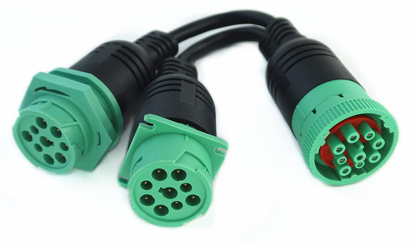 Photo 1 of Waterproof Overmolded J1939 Type 2 Splitter Y Cable 1 Male to 2 Female 9pin connectors
