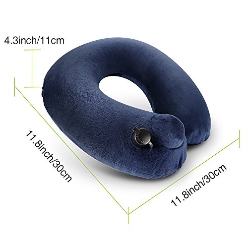 Travel Pillow, Cozzine Ultra Soft Washable Neck Inflatable Pillow for Travel on Airplane, Car, Train, Bus and Camping etc. (Free Eye Mask and Ear Plug Included)
