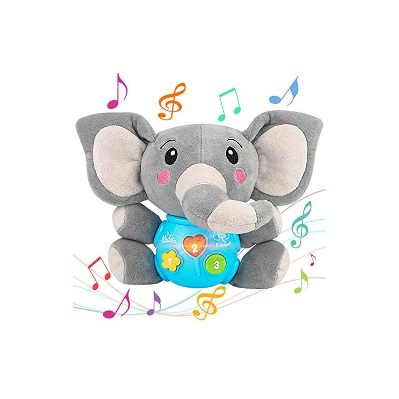Aitbay Plush Elephant Music Baby Toys 0 3 6 9 12 Months, Cute Stuffed Aminal Light Up Baby Toys Newborn Baby Musical…