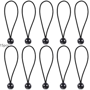 UBERMing 15Pcs Bungee Cords Ball Bungees Multifunctional Canopy Tarp Ball Bungees Straps Tent Bungee Hooks with Plastic…