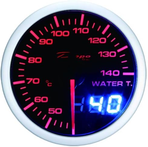 Depo Racing 60mm Super White/Amber Digital Water Temp Gauge Celsius