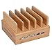 InkoTimes Bamboo Wood Charging Station - Best 5 Port Fast Charging Station for Multiple Devices - Perfect for Kindle Fire Smart Phone iPhone X iPad Tablets Home Family Office or Gift Giving