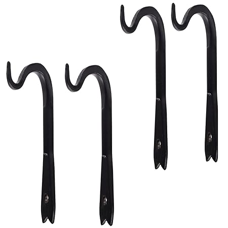 Sharpex Wall Mounted Metal Bracket for Hanging Pots, Bird Feeders, Flower Baskets, Planters, Lanterns, Wind Chimes Indoor/Outdoor Use- Black, 4 Pc