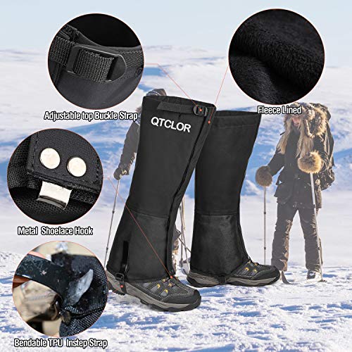 image for QTECLOR Leg Gaiters Waterproof Snow Boot Gaiters for Snowshoeing, Hiki