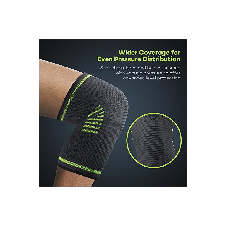 Sable Knee Brace Support Compression Sleeves, 1 Pair FDA Registered