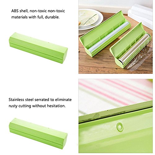 PAWACA Plastic Wrap Cutter, Food Freshness Wrap Dispenser, Foil and Cling Film Cutter Plastic Storage Holder Kitchen Accessories