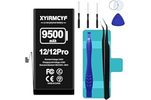 XYIRMCYF 9500mAh Super Capacity Battery Compatible with iPhone 12/12 Pro, 0 Cycle Li-Polymer Replacement Battery for iPhone 12/12 Pro, with Professional Repair Tool Kit