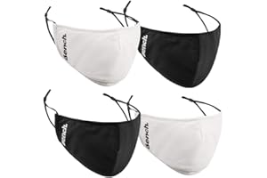 Bench. Fabric Masks, Breathable, Adjustable with Dust Filter Pocket 3 Layer Protection in White & Black, 4 mask Set (BEN10MK0