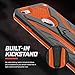 Zizo Static Cover for iPhone 6 Plus 6s Plus Case with [Built-in Kickstand] Shockproof and [Impact Dispersion Technology] Slim Armor Protection, Black/Orange