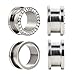 BodyJ4You Plugs Surgical Steel Screw Fit Rim Crystal Tunnel 10 Gauge - 16mm - 2 Pairs
