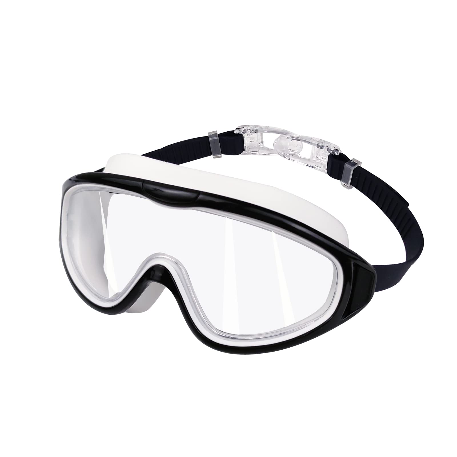 SWAUSWAUK Kids Swimming Goggles - Childrens Swimming Goggles Girls Boys 4-12 Years Larger Lens & Anti Fog (Black & White1)