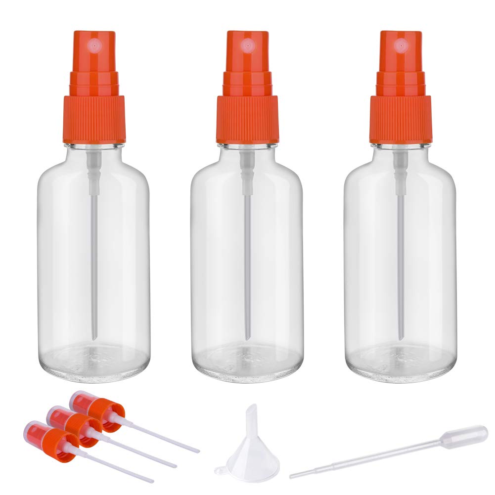2oz Clear Glass Spray Bottles for Essential Oils, Small Spray Bottle with Plastic Sprayer - Set of 3 : Beauty