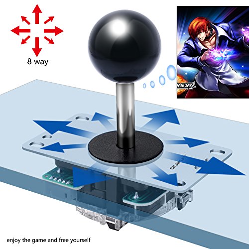 Quimat Updated Version Arcade Game DIY Kit, Arcade Buttons and Joystick Set with Zero Delay USB Encoder, 8way/4way Joystick&13 Function Buttons for PC and Raspberry Pi QR11-B