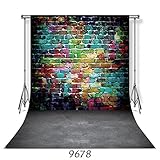 WOLADA 10X10FT Colorful Brick Wall Wood Floor Vinyl Photography Backdrop Studio Photo Props Background 9678