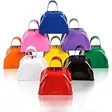 ArtCreativity 3 Inch Metal Cow Bell Noise Maker - Pack of 12 - Small Loud Metal Cowbell Noisemaker with Handle - Great for Football Games, Sporting Events, Weddings, New Year’s - Kids and Adults Prize
