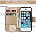 ACO-UINT PU Leather Flower Design Wallet Case with Wrist Strap for iPhone SE / 5 / 5S - Golden
