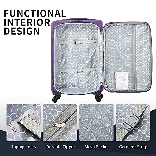 Merax Softside Luggage Set Softshell Lightweight 3 Piece Spinner