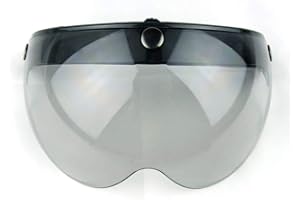 WANCAR Universal Motorcycle Retro Pilot-Style Standard 3 Snap-Button Visor Flip Up Down Open Face Helmet Wind Shield(Light Smoke)