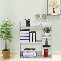 SYgerks Simple Bookcase,Household Combination Bookcase Bookshelf Home Multi-Layer Floor Rack Multi-Level Cabinet Shelf Modern Space Student Bookcase (White)