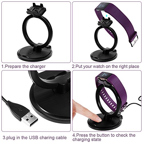 Zacro-Fitbit-Charge-2-Charger-Fitbit-Charge-2-Charging-Stand-Fitbit-Charge-2-Charger-Accessory-2-in-1-Charger-Stand-for-Fitbit-Charge-2-and-Universal-Cell-Phone-Black